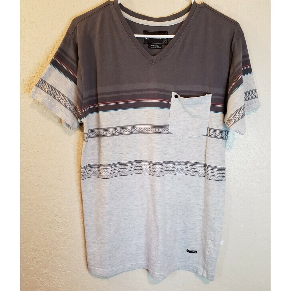 BILLABONG Mens Short Sleeve Shirt, Size Small Navy Grey